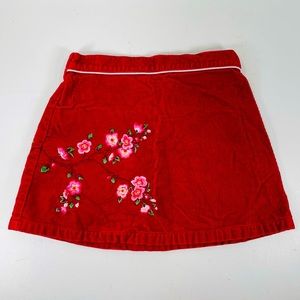 Gymboree Floral Pink Red Corduroy Skirt Size S
